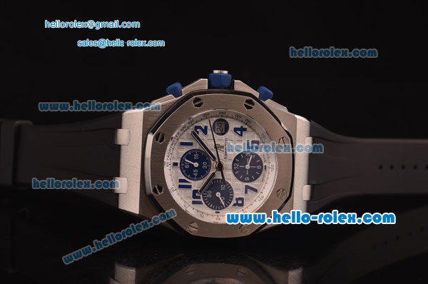 Audemars Piguet Royal Oak Offshore Navy Swiss Valjoux 7750-SHG Automatic Steel Case with White Dial and Black Rubber Strap - Click Image to Close